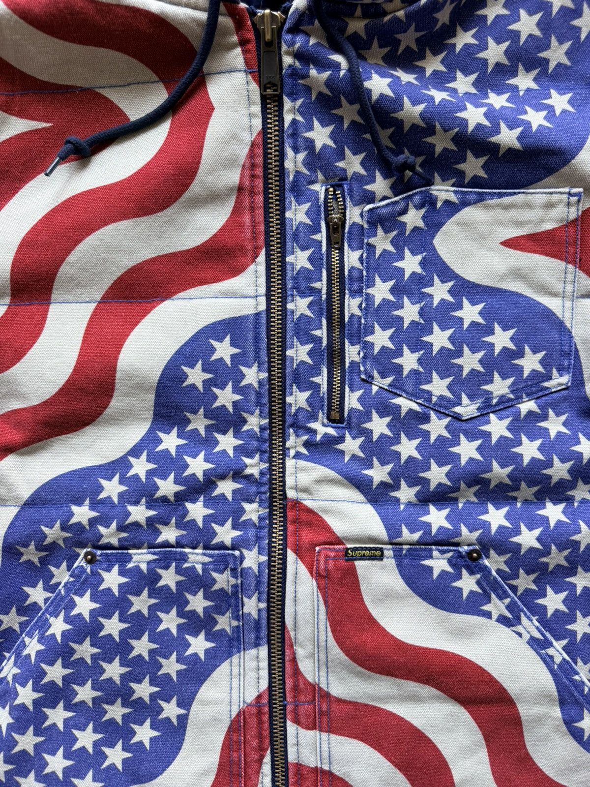 Supreme Flag Quilted Hooded Work Jacket Large - Size L - View 5