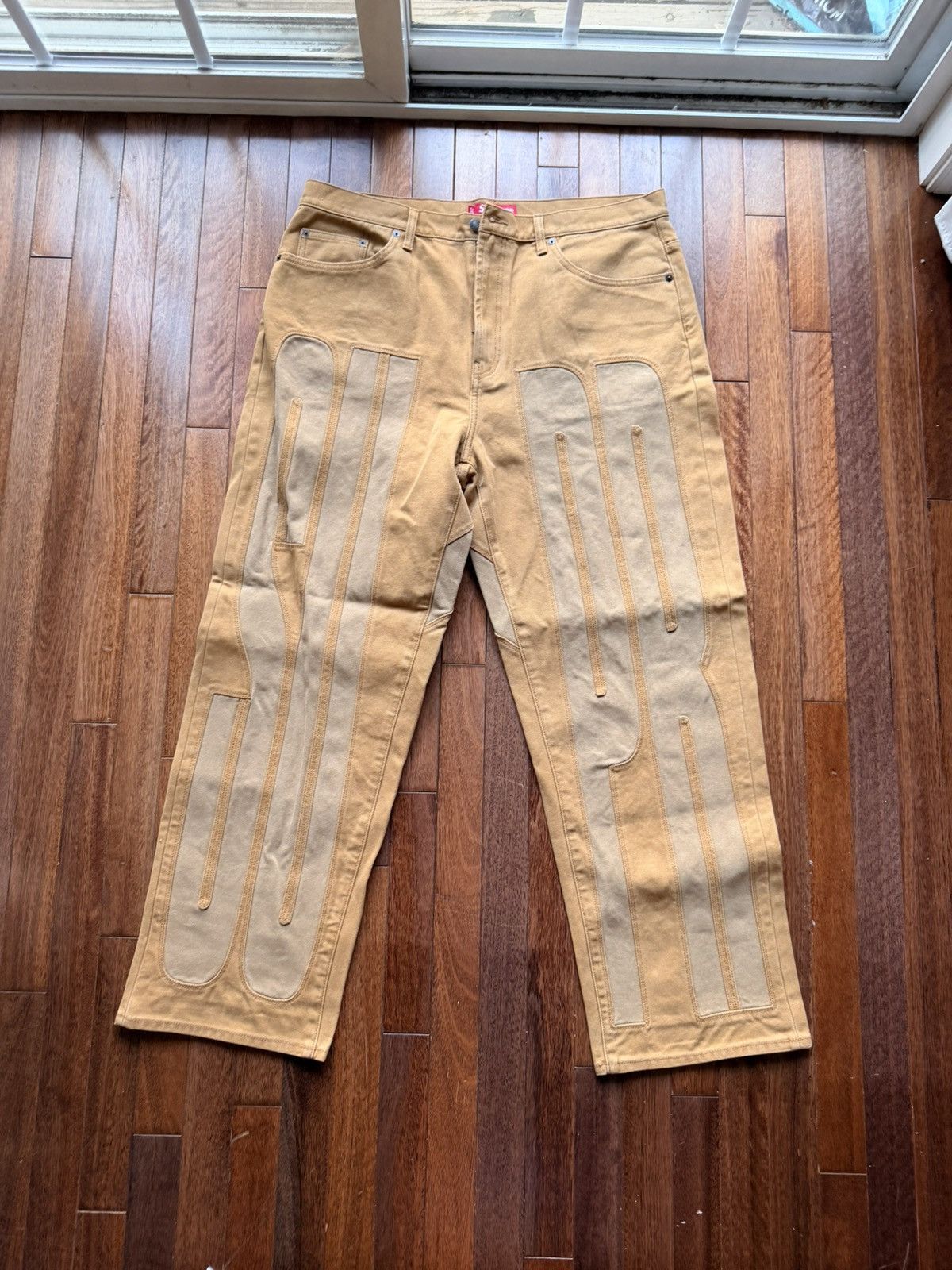 Supreme Inset Spellout Baggy Jean - Brown - Size 36 - Front View
