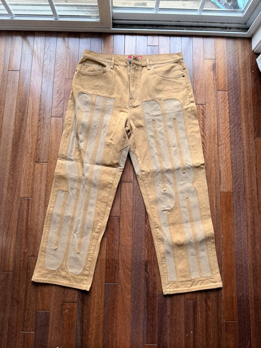 Supreme Inset Spellout Baggy Jean - Brown - Size 36 - Front View
