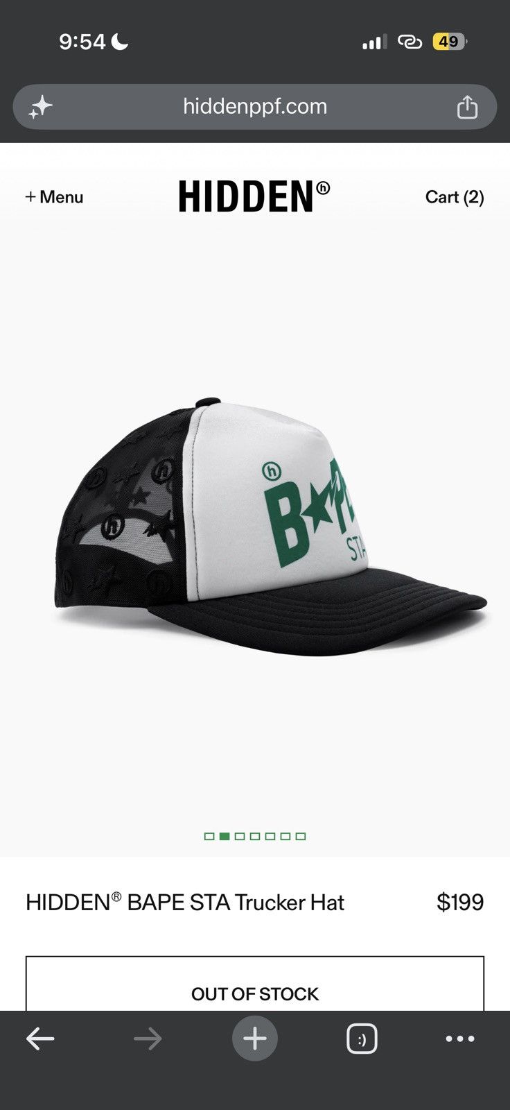 Bape X Hidden  Sta Mesh Cap - Black - Size OS - View 8