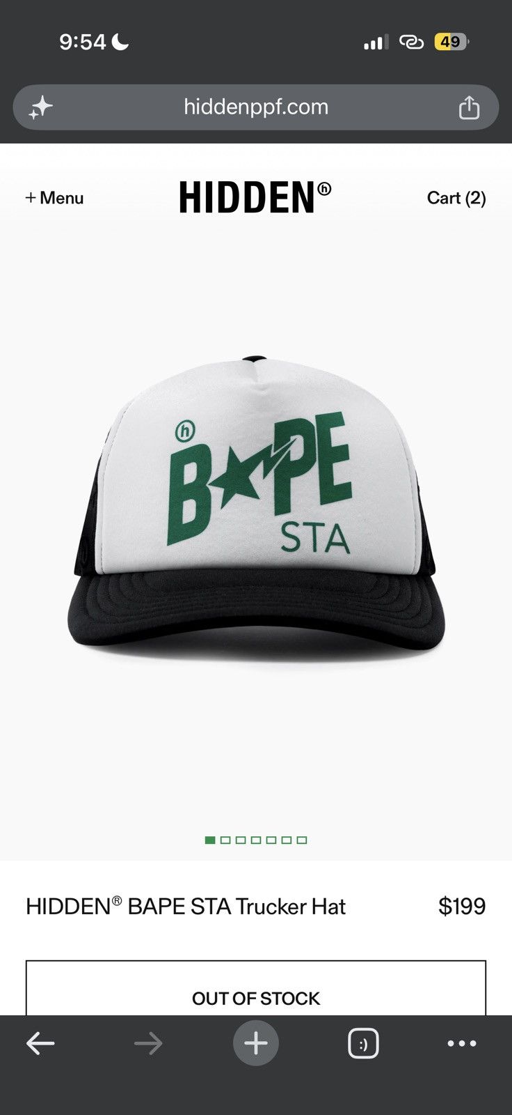Bape X Hidden  Sta Mesh Cap - Black - Size OS - View 9