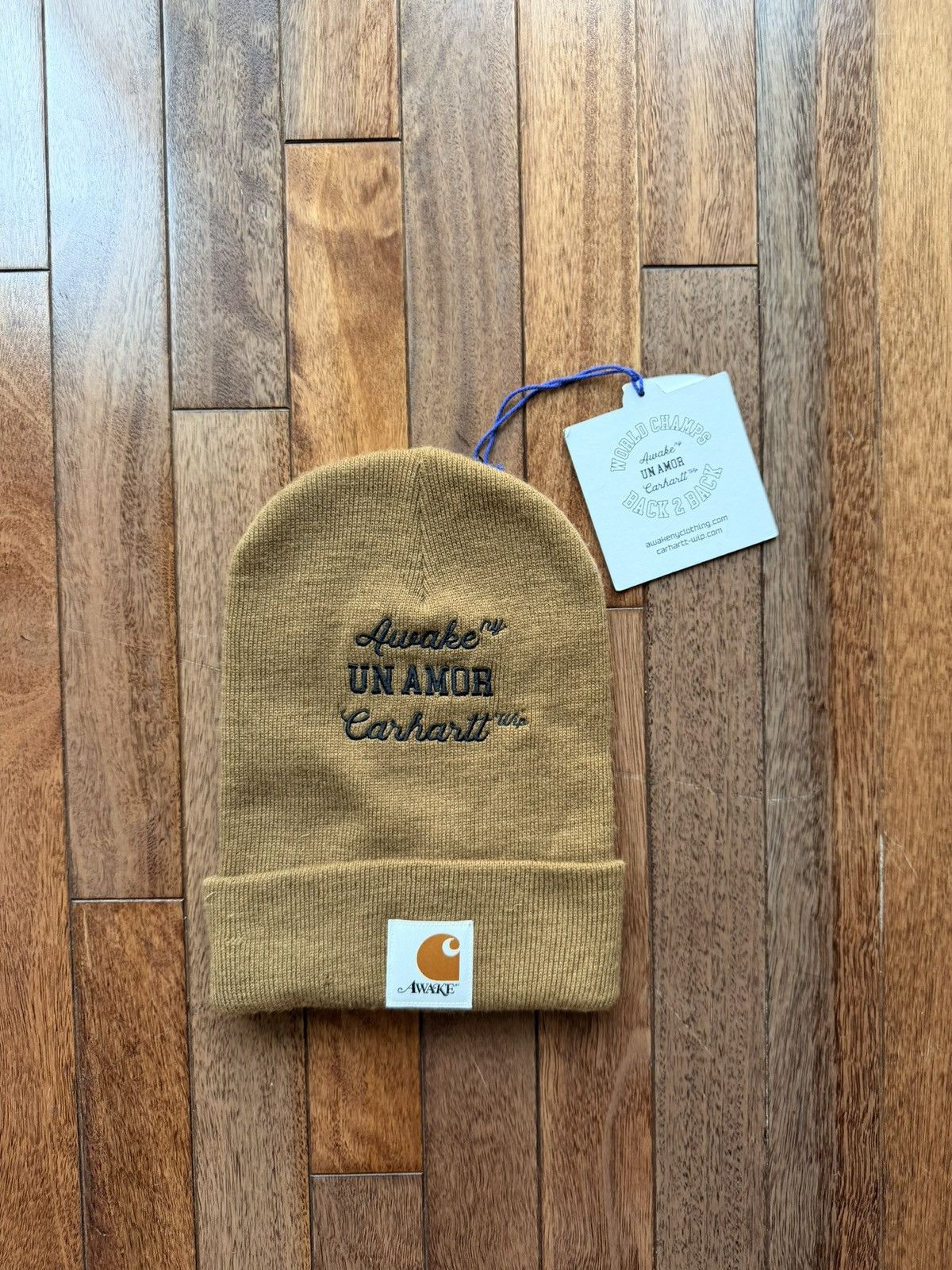 Awake NY × Carhartt Un Amor Beanie Tan - Tan - Size OS - Back View