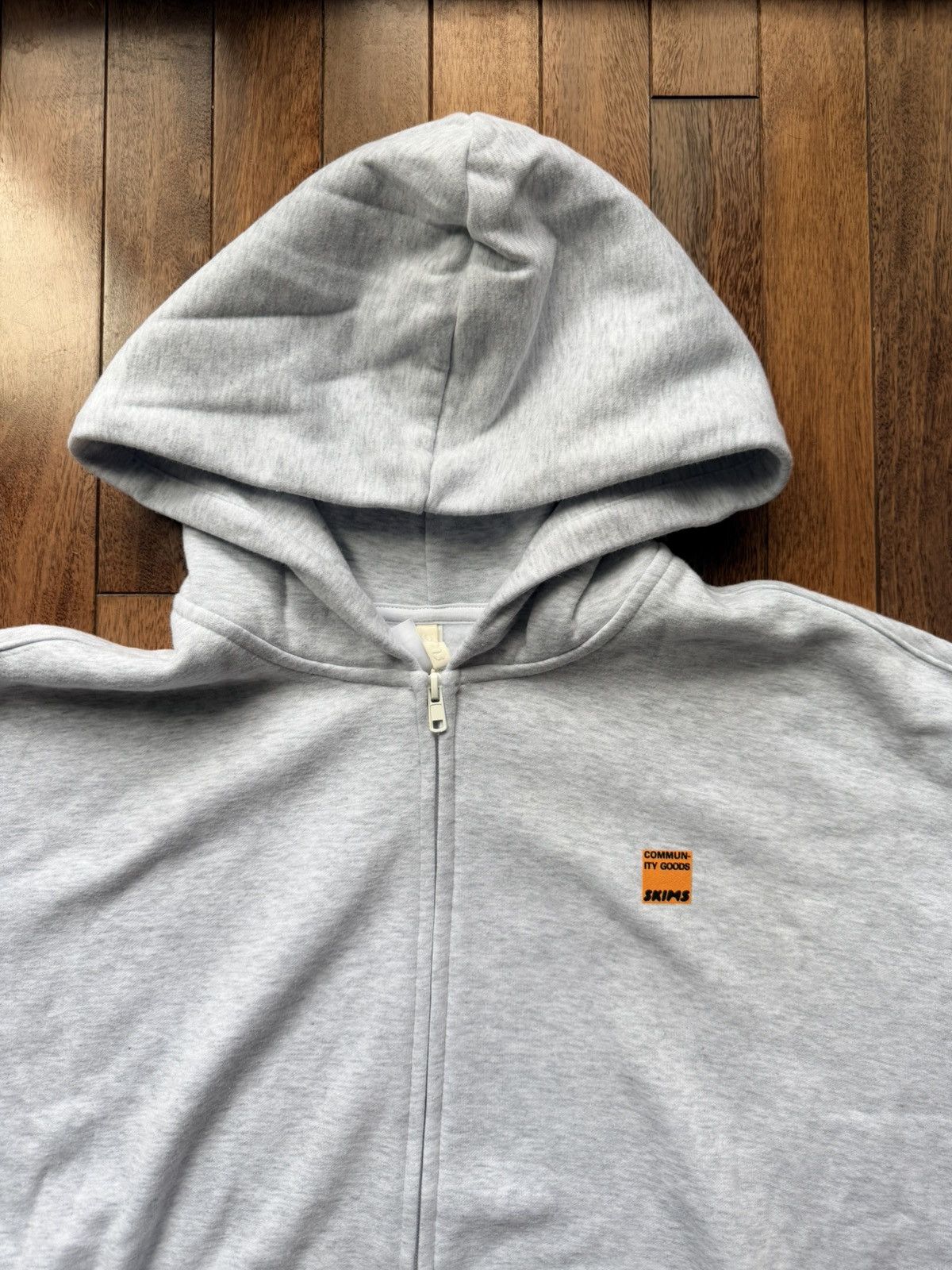 SKIMS x Community Goods NYFW Zip Up Hoodie XXL - Gray - Size XXL - Back View