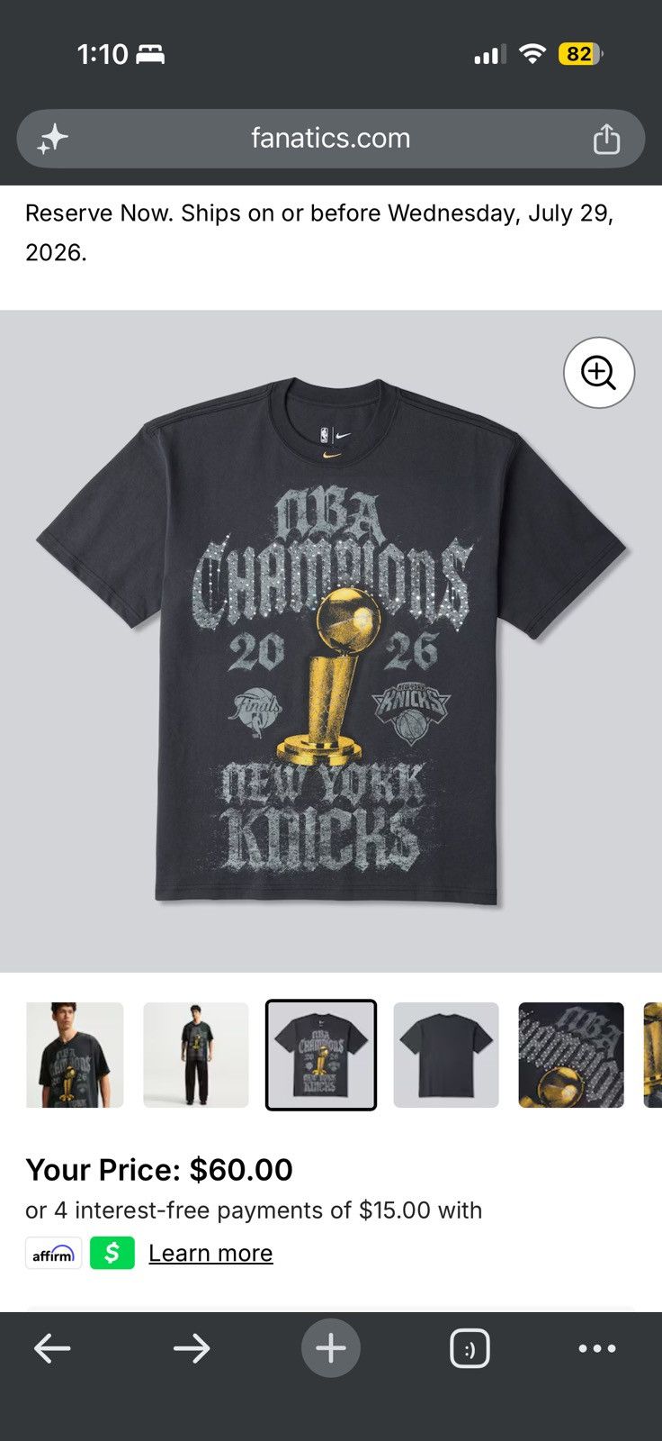 Nike Knicks  2026 Nba Finals Champions Locker Room Tee - Gray - Size XXL - Tag/Label