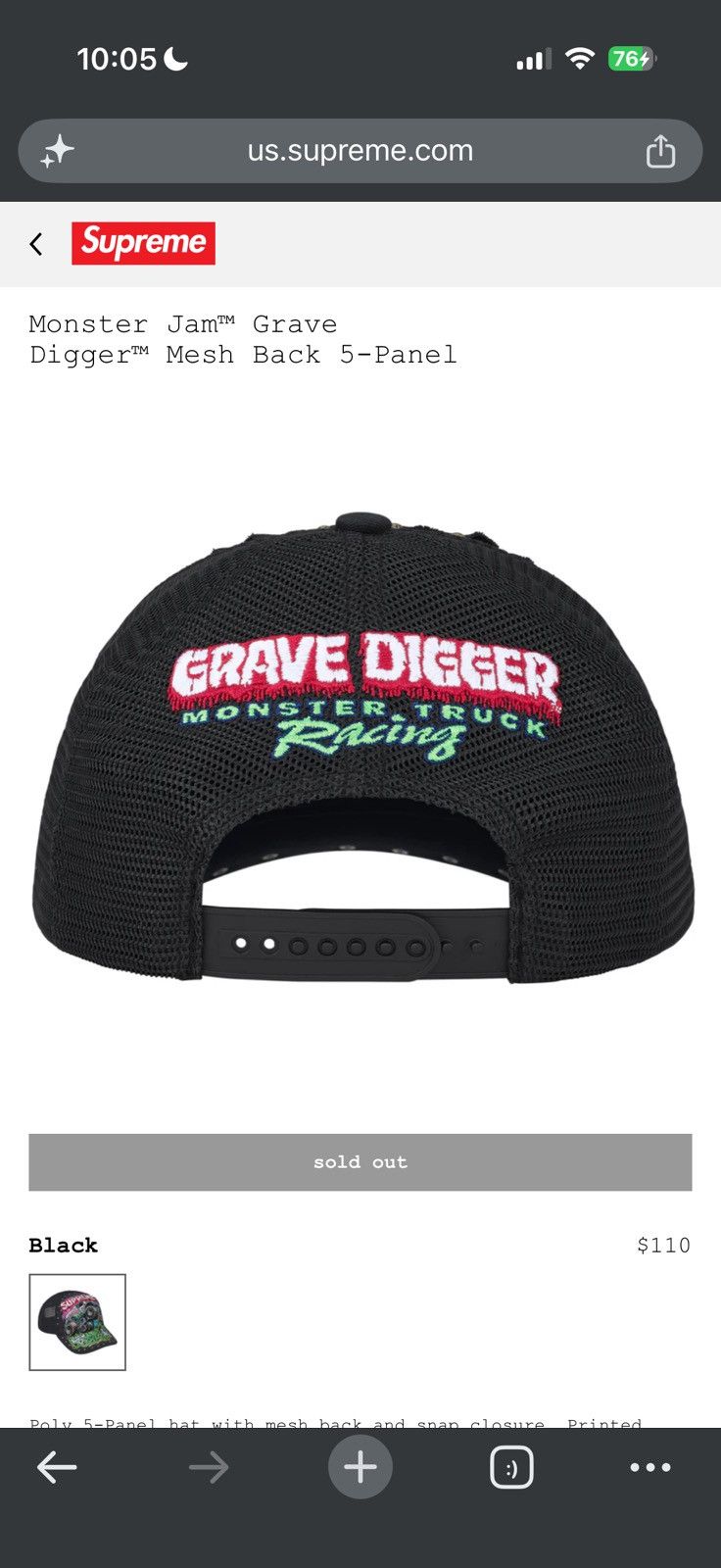Supreme Monster Jam Grave Digger Mesh Back 5 Panel Trucker - Size OS - View 9