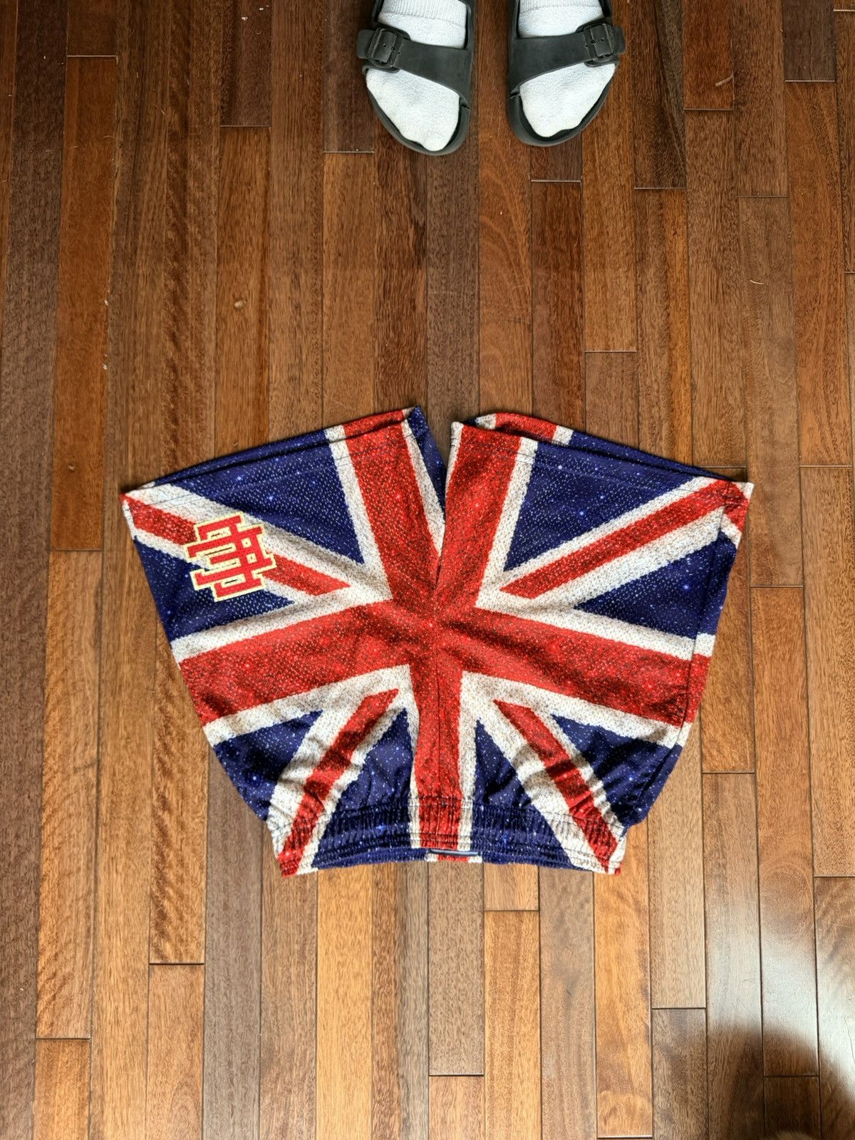 Eric Emanuel London Store Opening Shiny Print Shorts - Multicolor - Size 34 (Large) - Front View