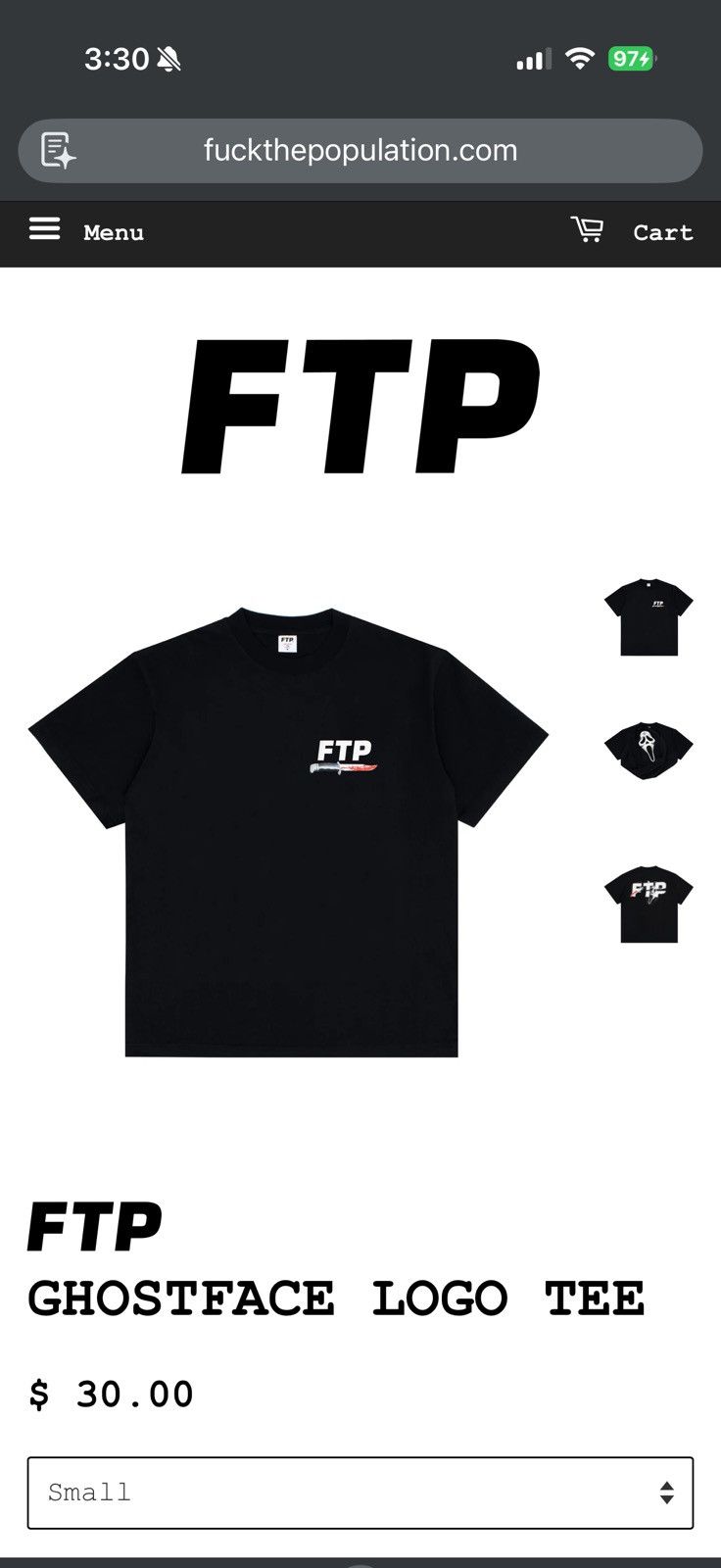 Fuck The Population Ftp  Ghostface Logo Tee Black - Black - Size XL - View 9