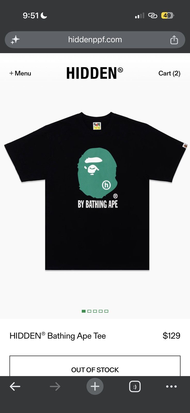 Bape X Hidden Bathing Ape Tee Black - Black - Size XL - View 10