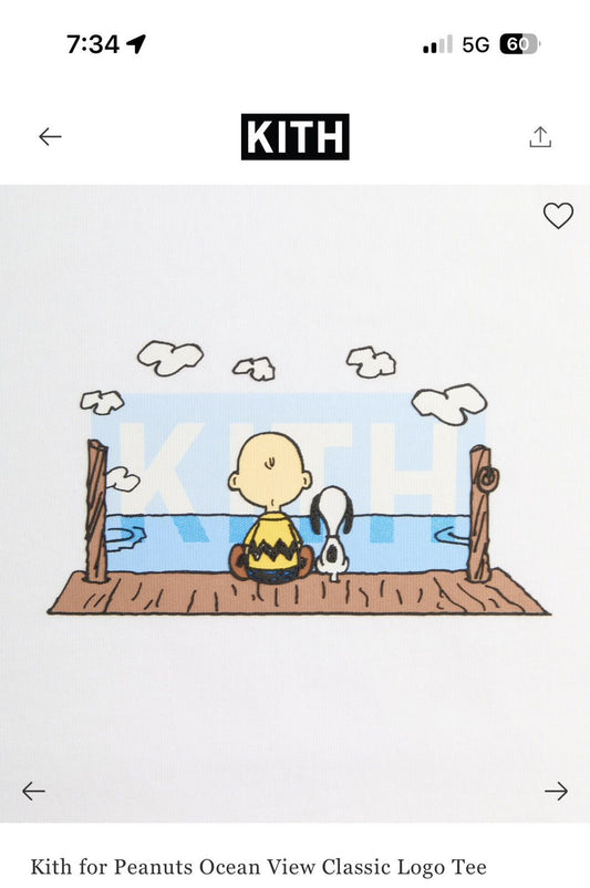 Kith x Peanuts Kith For Peanuts Ocean View Classic Logo Tee White - White - Size XL - Front View