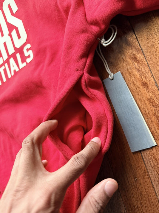 Essentia ls Fear Of God ls 76Ers Sixers Hoodie Red Medium - Red - Size LS - Back View