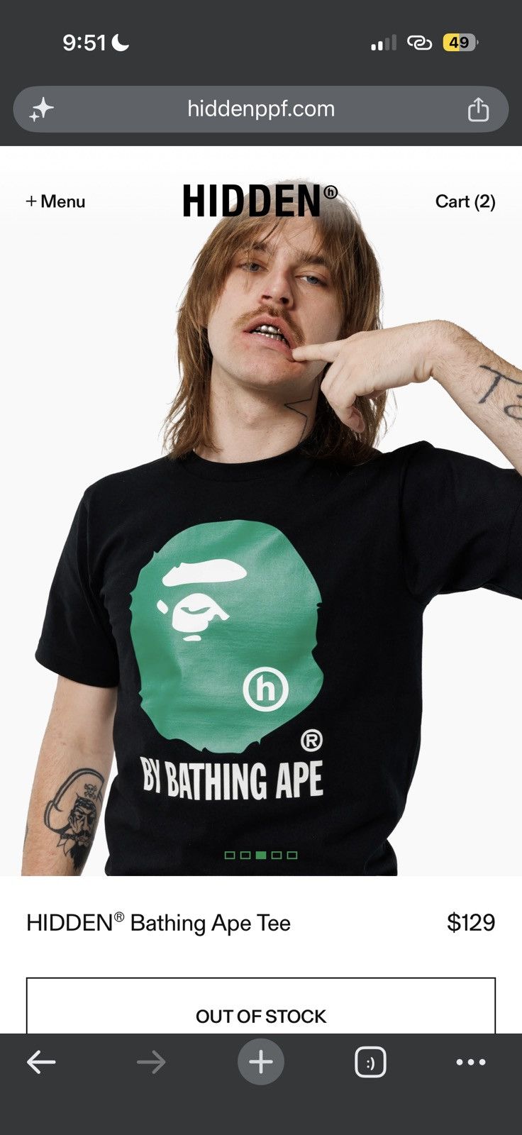 Bape X Hidden Bathing Ape Tee Black - Black - Size XL - View 8