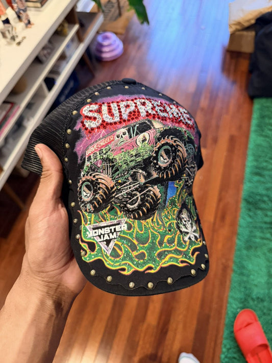 Supreme Monster Jam Grave Digger Mesh Back 5 Panel Trucker - Size OS - Front View