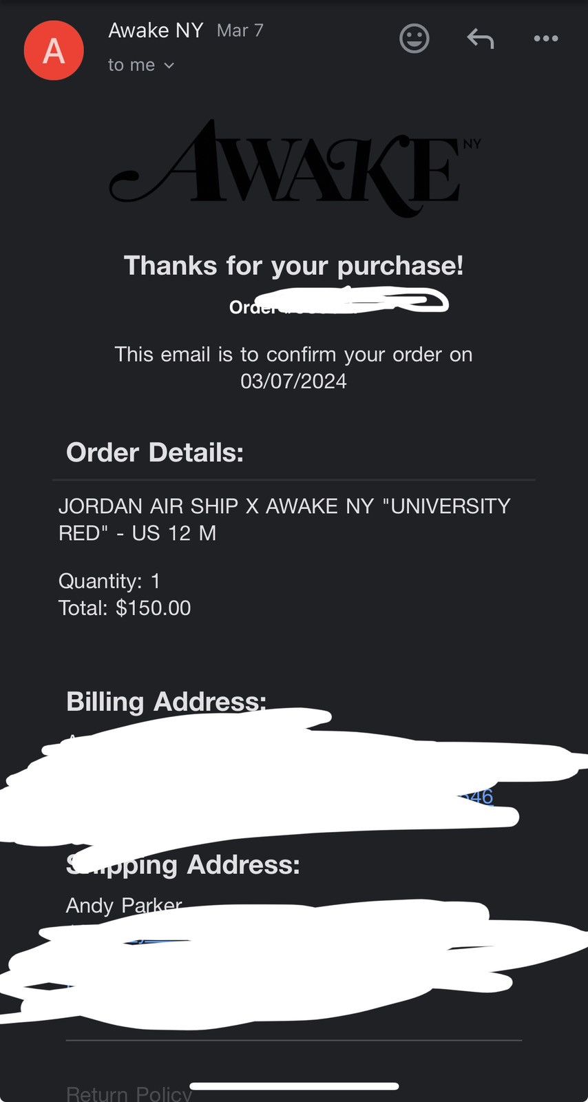 Awake NY x Nike Nike Jordan X Awake Ny Air Ship Pe Sp Size 12 - Size 12 - View 12