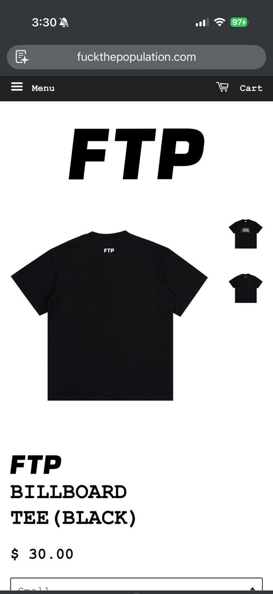 Fuck The Population Ftp  Billboard Tee Scream Black - Black - Size XL - Back View