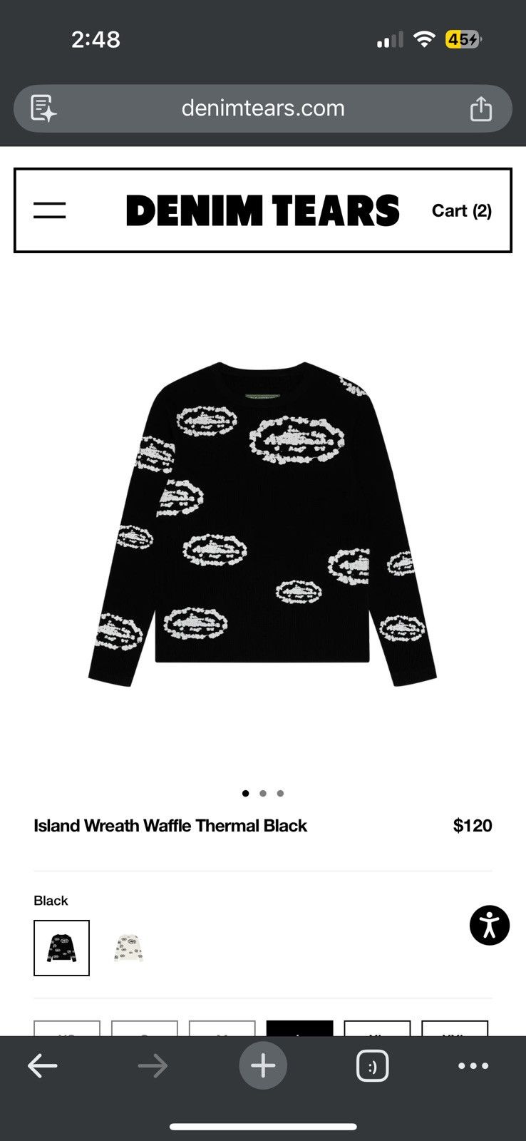 Corteiz Cortiez Denim Tears Island Wreath Waffle Thermal B - Black - Size XL - Detail Shot