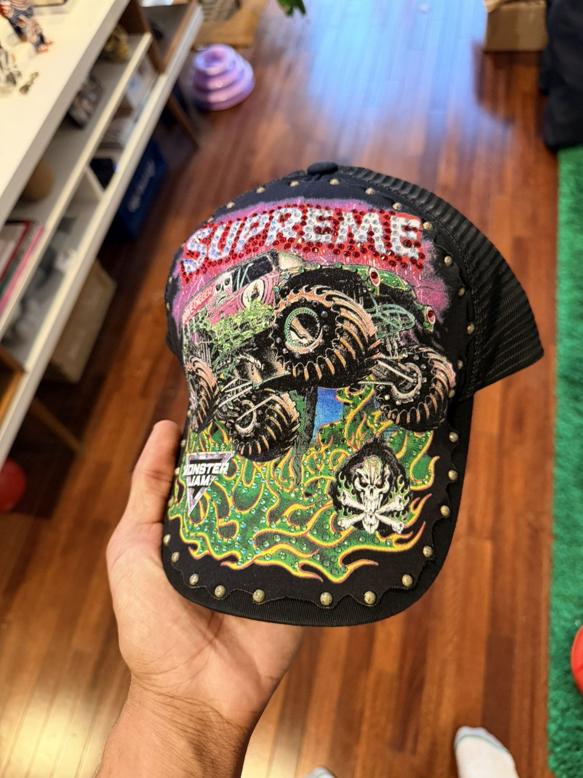 Supreme Monster Jam Grave Digger Mesh Back 5 Panel Trucker - Size OS - View 6