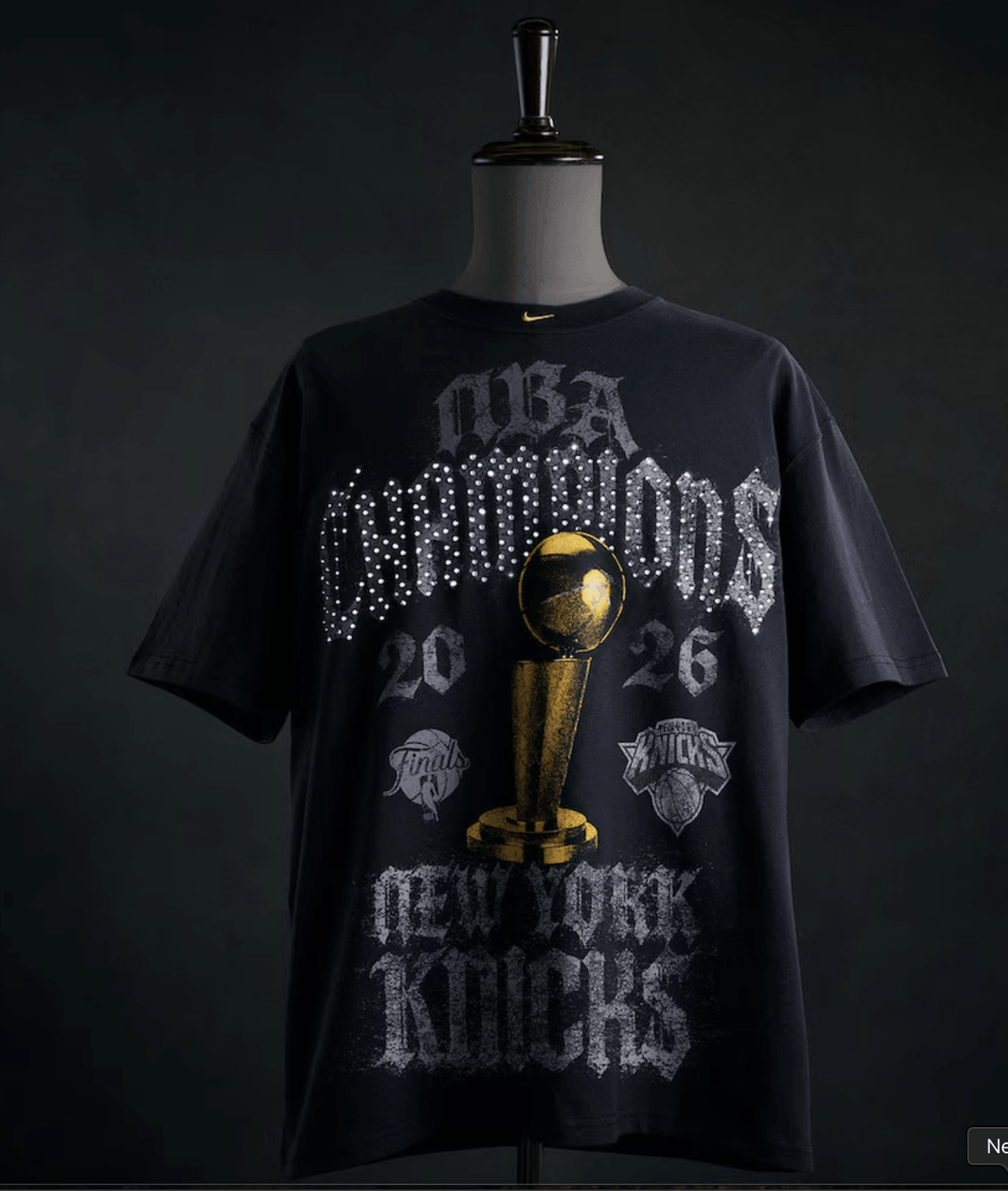 Nike Knicks 2026 NBA Finals Champions Locker Room Tee Large - Black - Size L - Back View