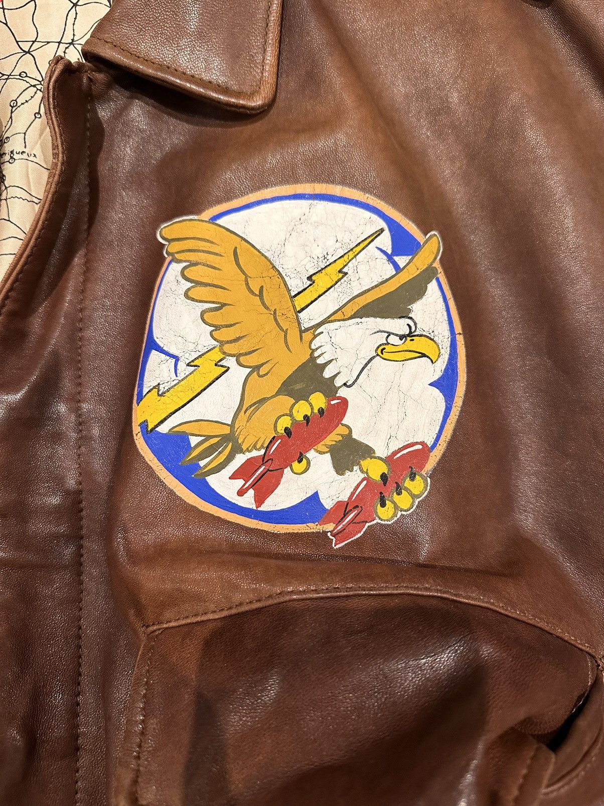 Avirex x Vintage Rare Avirex A 2 Leather Bomber Jacket Air Force Sl - Brown - Size M - Detail Shot