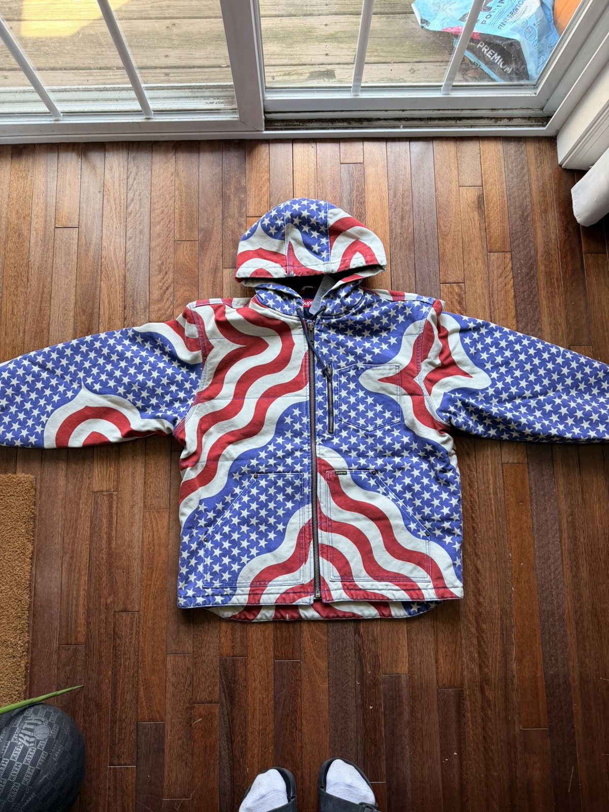 Supreme Flag Quilted Hooded Work Jacket Large - Size L - Tag/Label