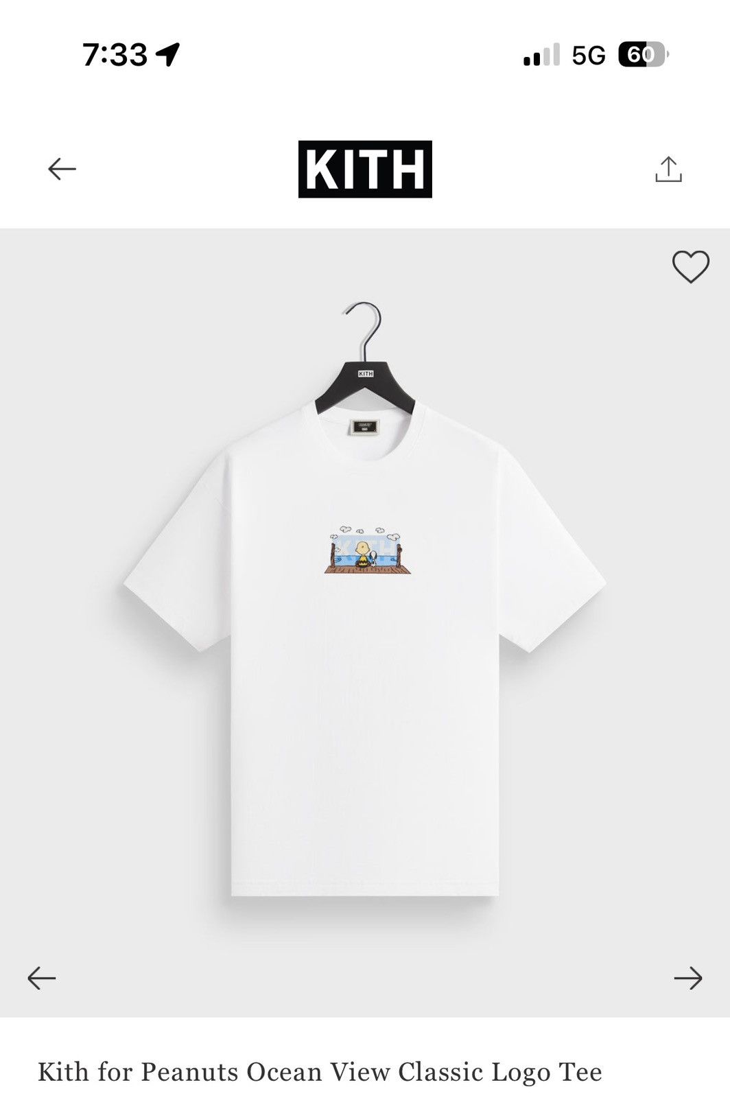 Kith x Peanut s Kith For Peanuts Ocean View Classic Logo Tee Whi - White - Size SXL - Back View