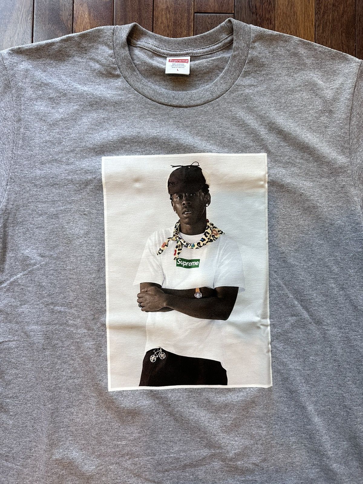Supreme Tyler The Creator Photo Tee Large Grey - Grey - Size L - Tag/Label