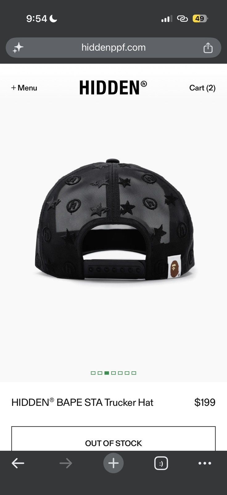 Bape X Hidden  Sta Mesh Cap - Black - Size OS - View 10