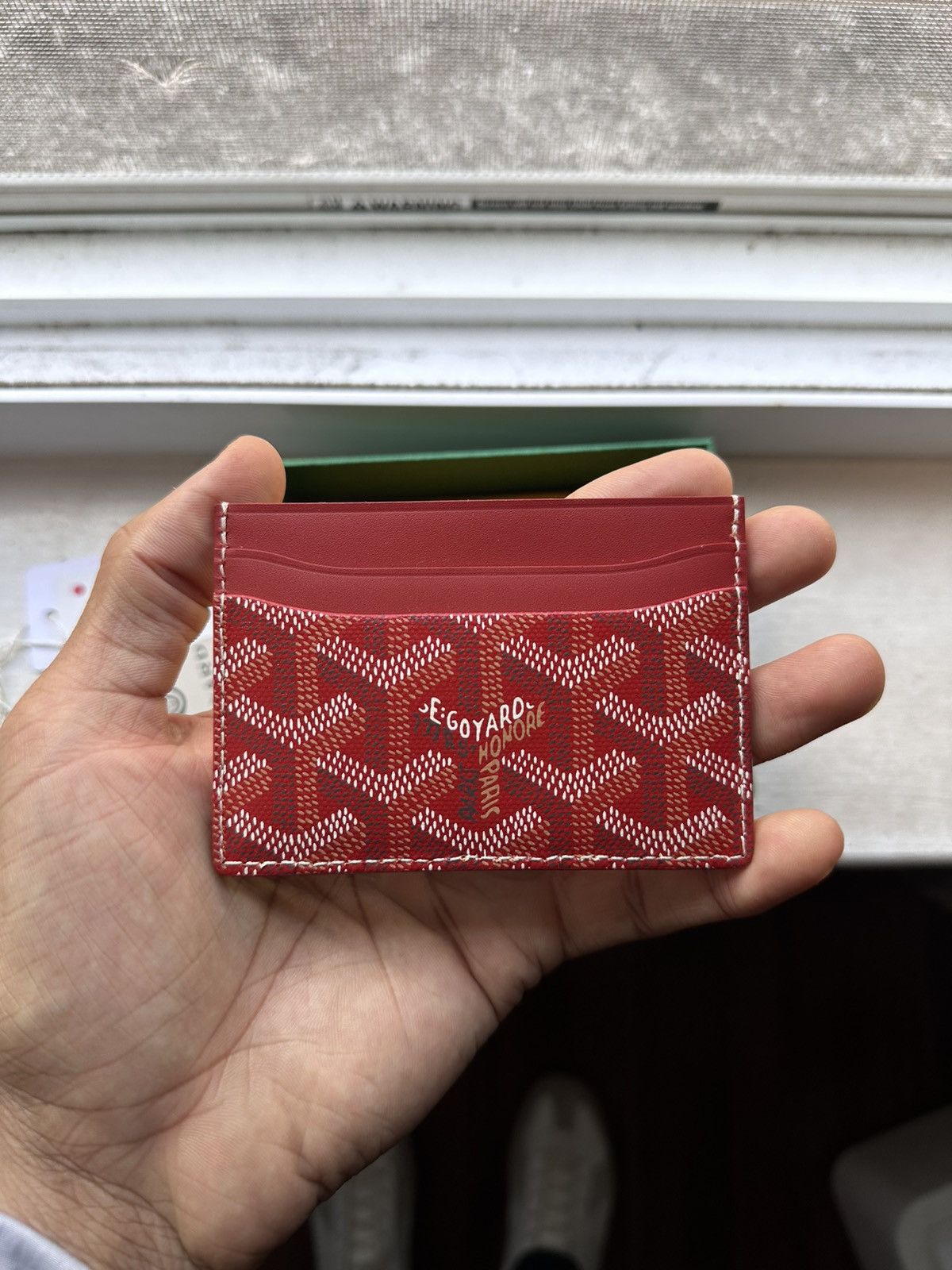 Goyard Saint Sulpice Card Holder Red - Red - Size OS - Detail Shot