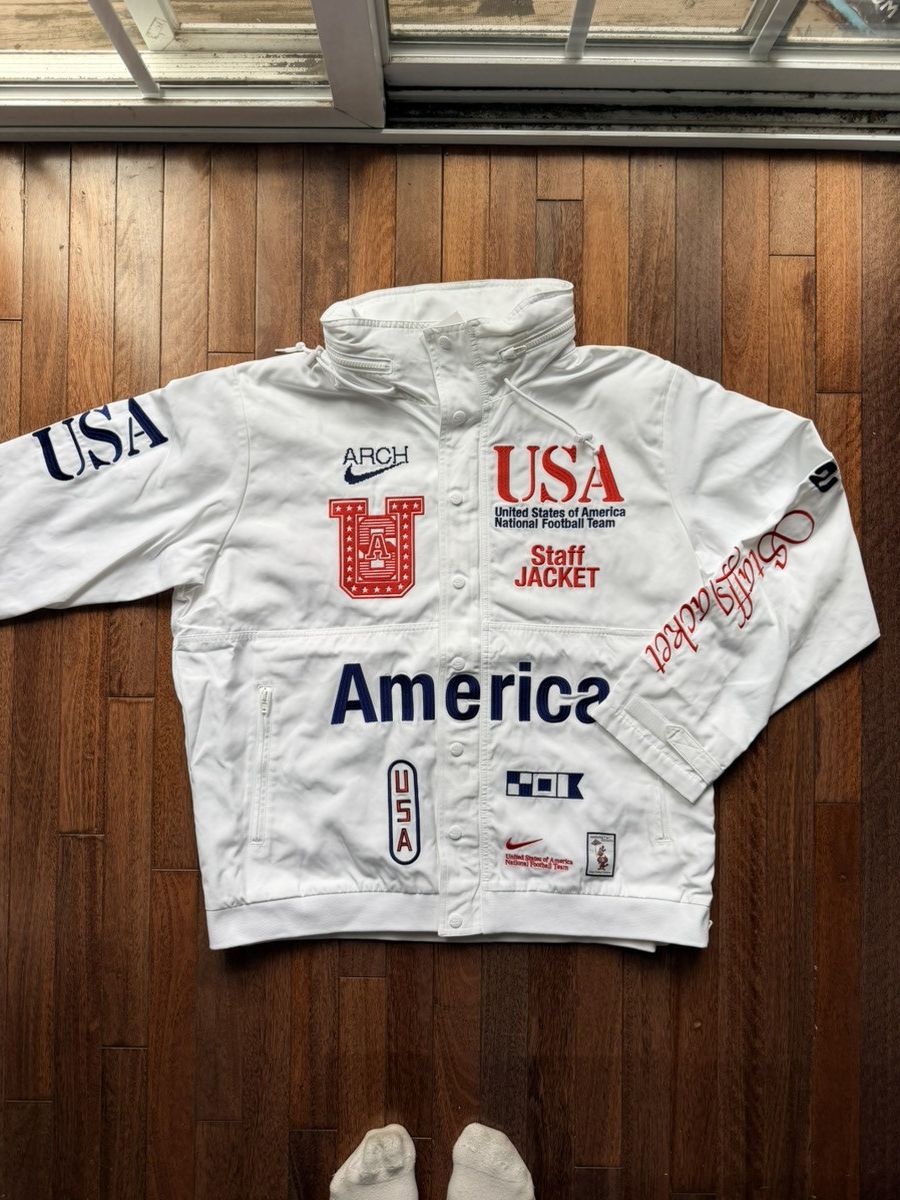 Nike Usa X Virgil Abloh Archive Vaa  Woven Staff Jacket - White - Size XL - Front View