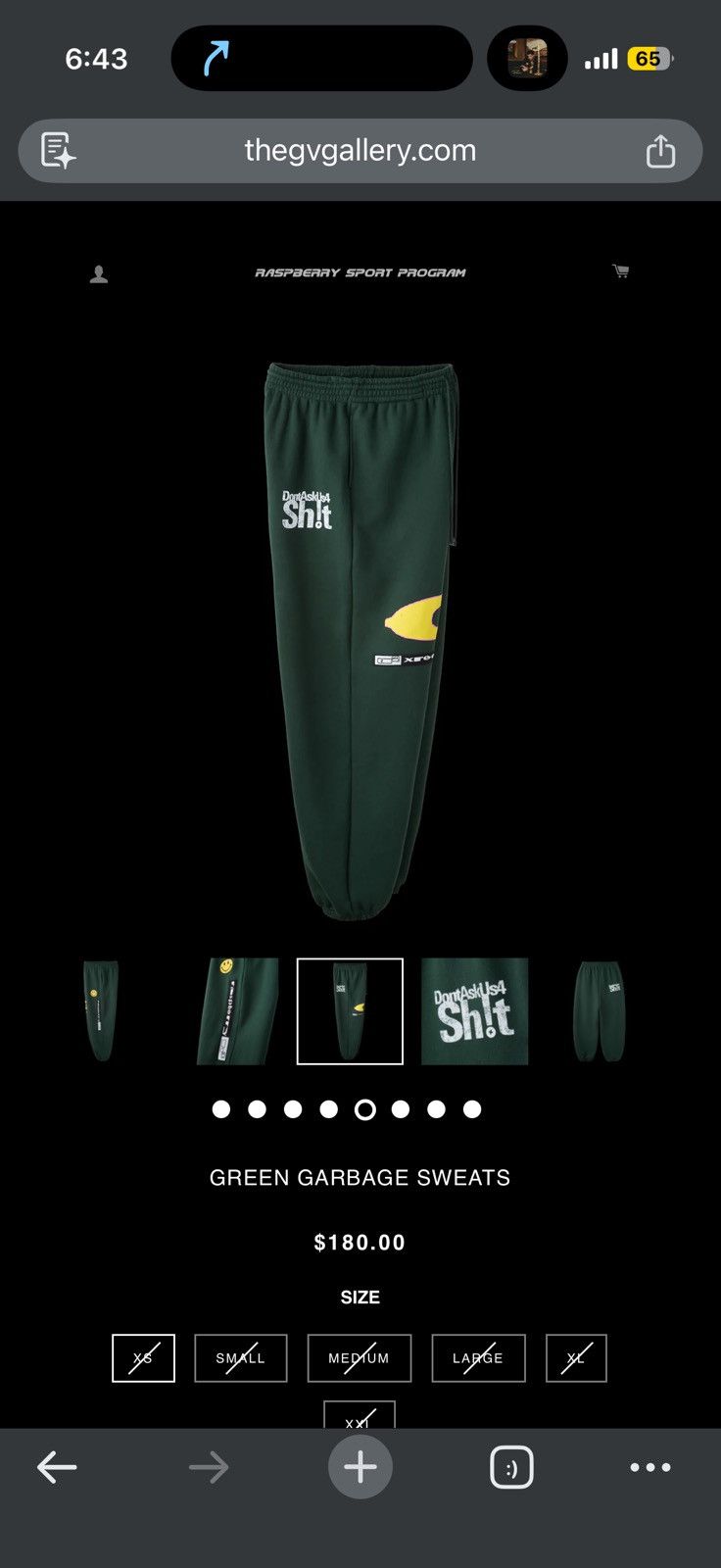 The GV Gallery Gv Gallery Greedy Unit Garbage Sweatpants - Green - Size 36 - View 16