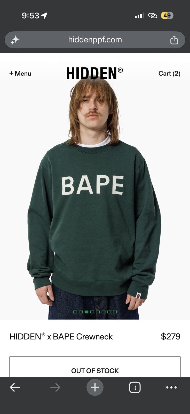 Bape X Hidden Bathing Ape Crewneck Green - Green - Size XL - View 5
