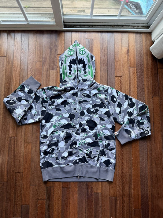 Bape X Hidden Sta Camo Tiger Full Zip Hoodie - Red - Size XL - Front View
