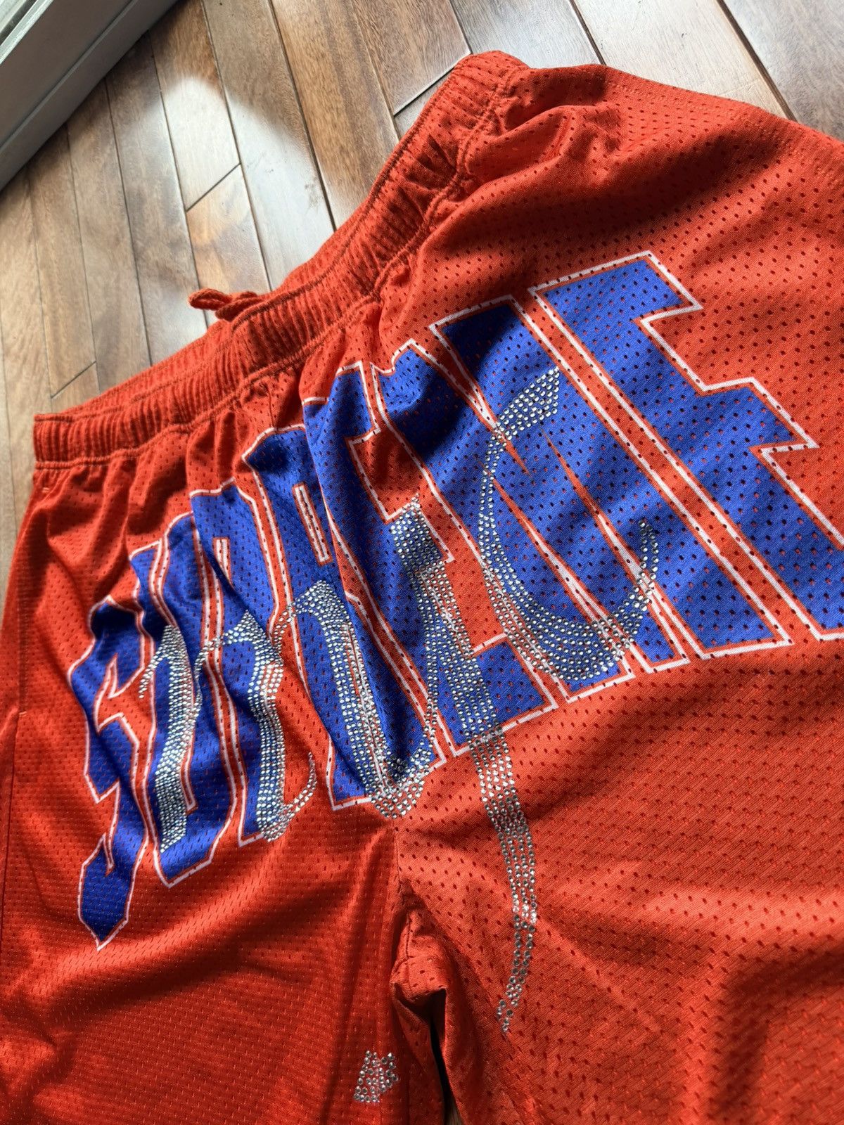 Supreme Rhinestone Mesh Short Orange Large - Orange - Size 34 - Tag/Label