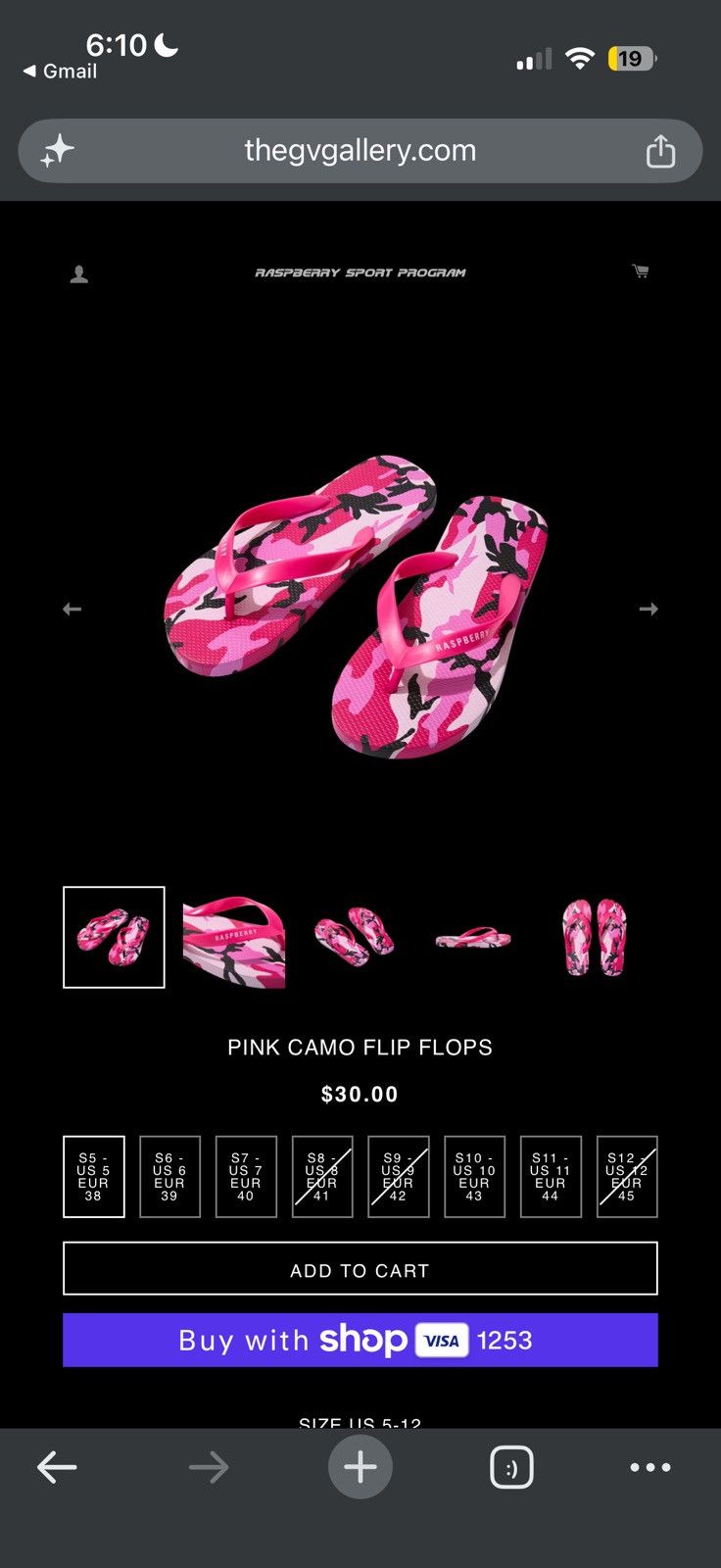 The GV Gallery Raspberry Hills Pink Camo Flip Flops Size 10 - Pink - Size 10 - View 10