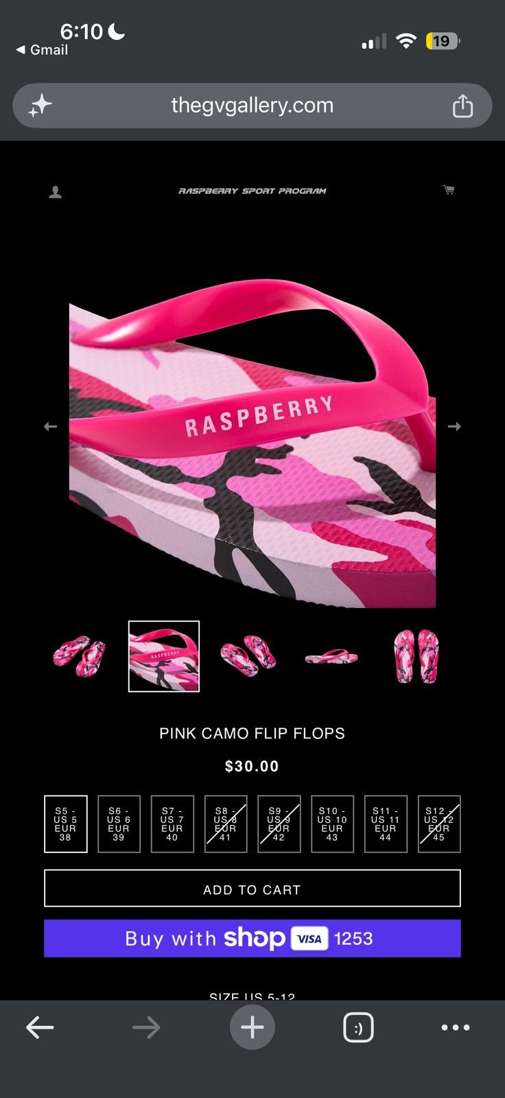 The GV Gallery Raspberry Hills Pink Camo Flip Flops Size 10 - Pink - Size 10 - View 5