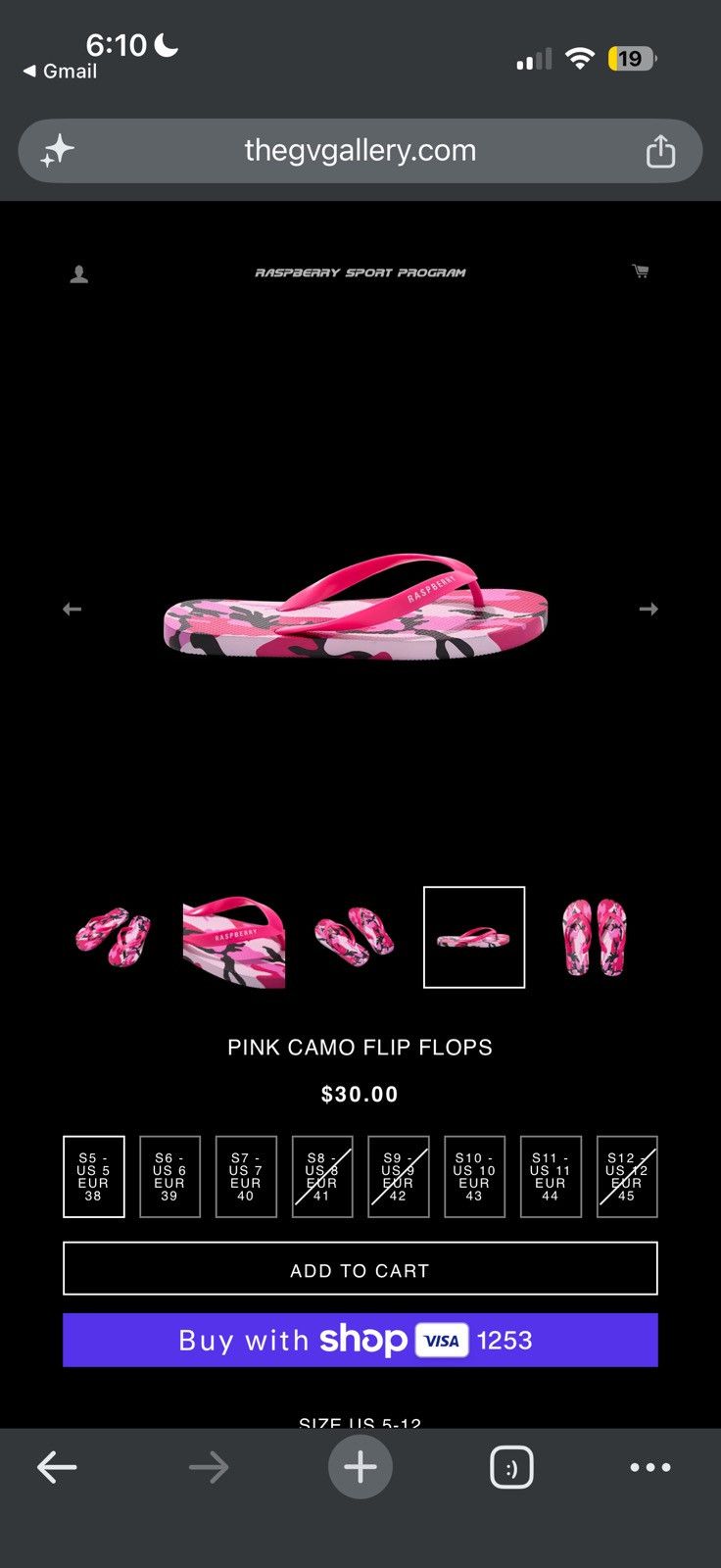 The GV Gallery Raspberry Hills Pink Camo Flip Flops Size 10 - Pink - Size 10 - View 9