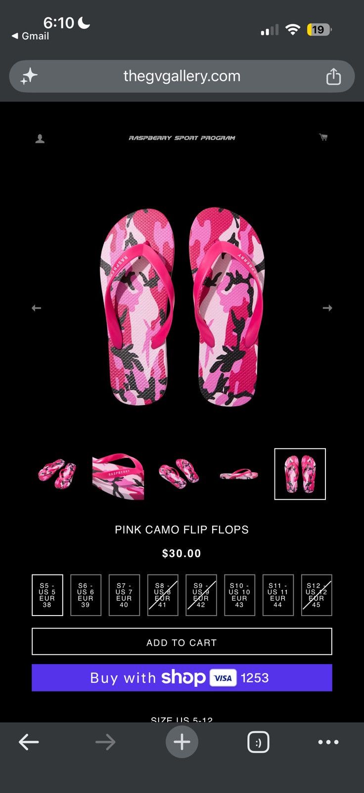 The GV Gallery Raspberry Hills Pink Camo Flip Flops Size 11 - Pink - Size 11 - View 7